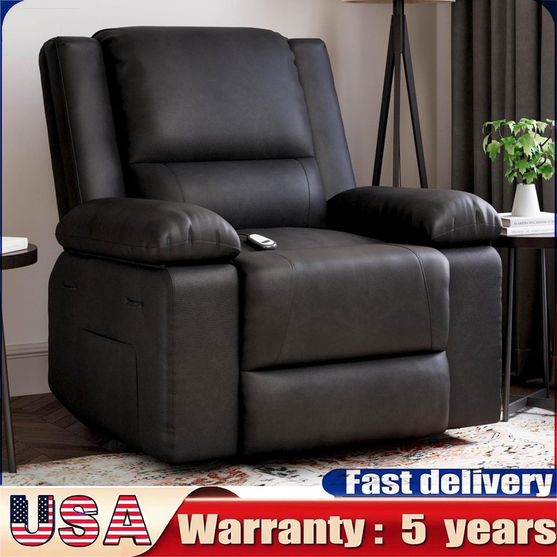 Adjustable Backrest Power Lift Recliner Chair Massage Heat PU Leather Footrest