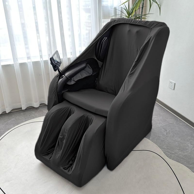 Universal Shiatsu Massage Chair Cover - Washable Stretch Fabric, Black
