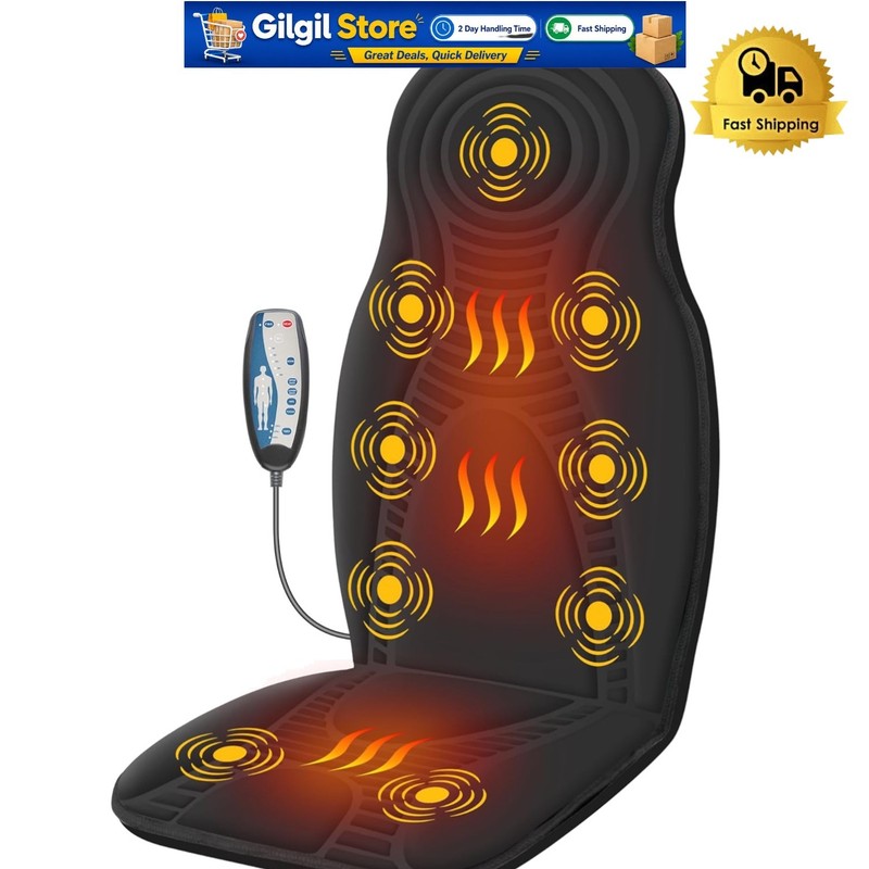 Luxurious Back Massager Chair Pad – 9 Motors, Folding & Whisper-Quiet Design