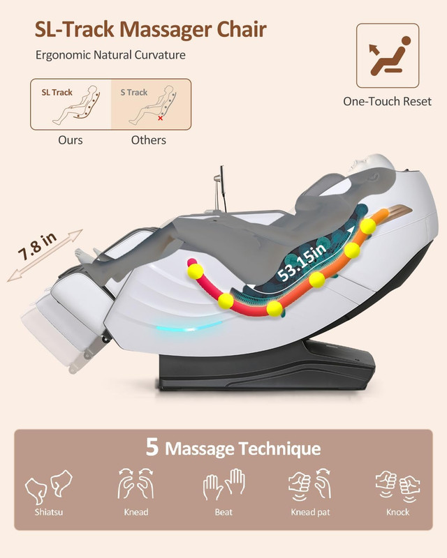 Massage Chair Full Body, 20 Modes Zero Gravity Sl-Track Shiatsu Massage Chair Bu gallery