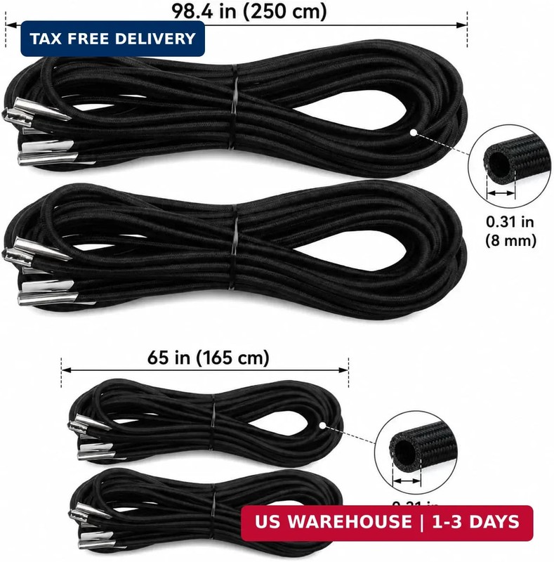 4 Pack Zero Gravity Chair Replacement Cords, 2 Long and 2 Short Bungee Repair Co gallery