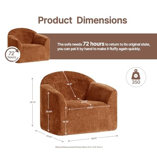 Frameless Accent Chair, Full Sponge Cloud-Like Comfy Sofa 1PCS Burnt Orange gallery