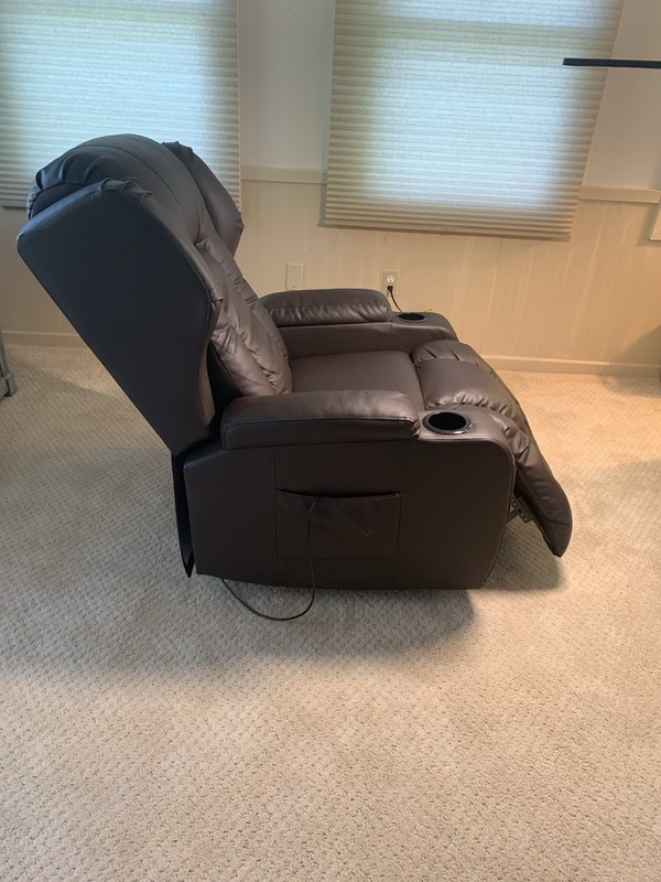 Latitude Run Power Lift Recliner w/ Heat Massage, Faux Leather, USB, Brown gallery