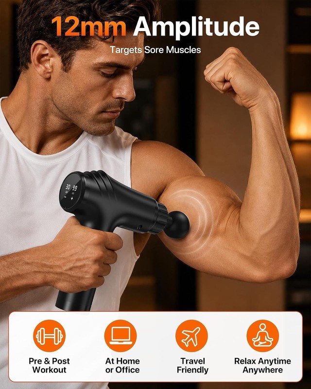 Youdgee Massage Gun 30 Speeds 6 Heads Deep Tissue Muscle Massager gallery