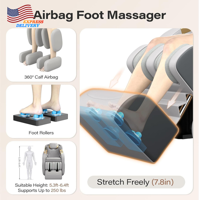 50" Sl-Track Shiatsu Massage Chair 160°Zero Gravity Recliner with Body Scan NEW gallery