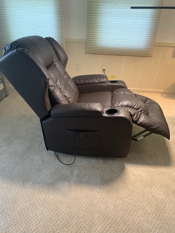 Latitude Run Power Lift Recliner w/ Heat Massage, Faux Leather, USB, Brown gallery