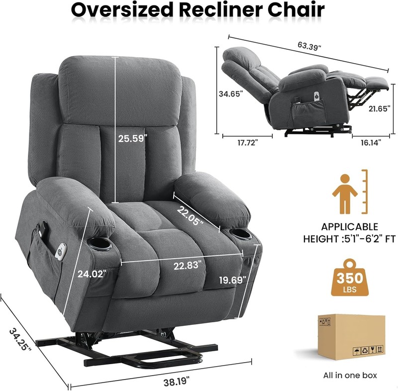 Power Lift Recliner Chair for Elderly with Vibration Massage and Lumbar Heating gallery
