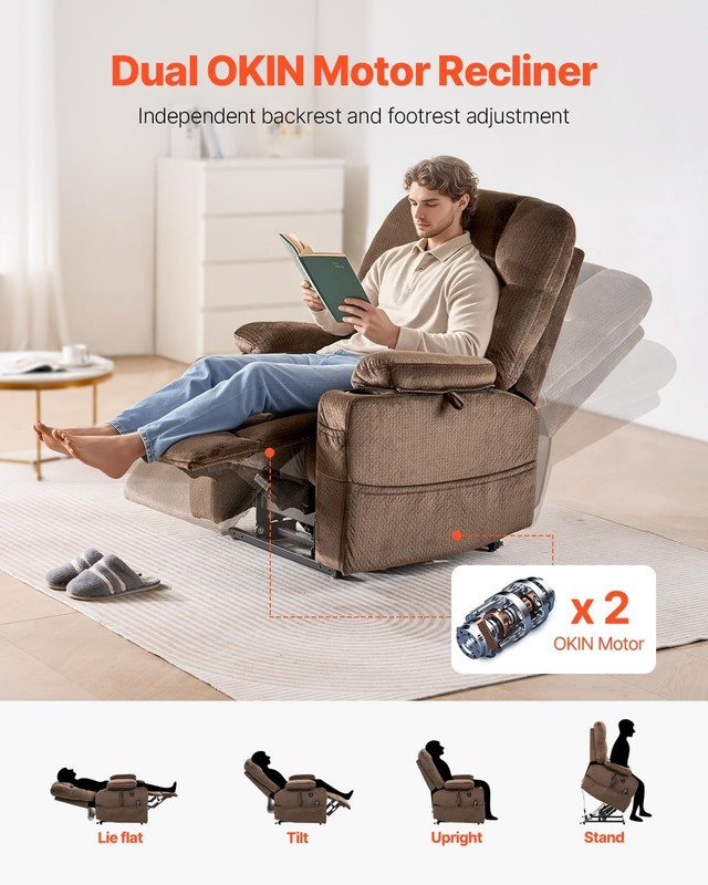 Power Lift Recliner Chair with Heat & Massage, Dual Motor, USB Port, 2 Cup Holde gallery
