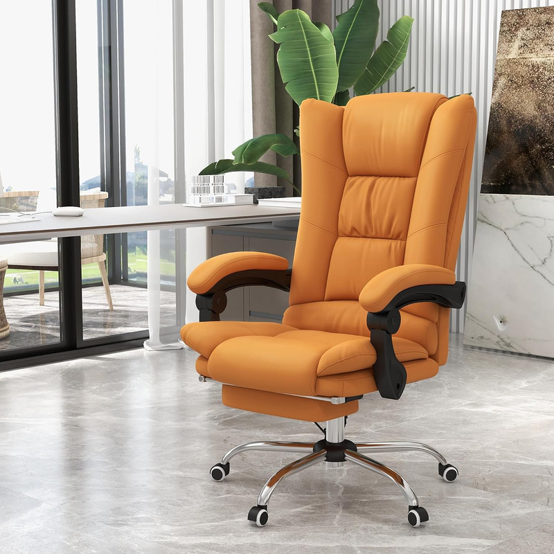 Executive Massage Office Chair, 4 Vibration, Heat, Light Brown | 3 Modes, PU Lea gallery