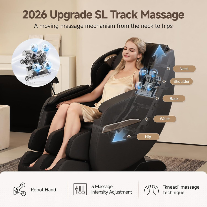 2026 Upgraded 2D Sl-Track Massage Chair,Recliner Full Body Zero Gravity with Au gallery