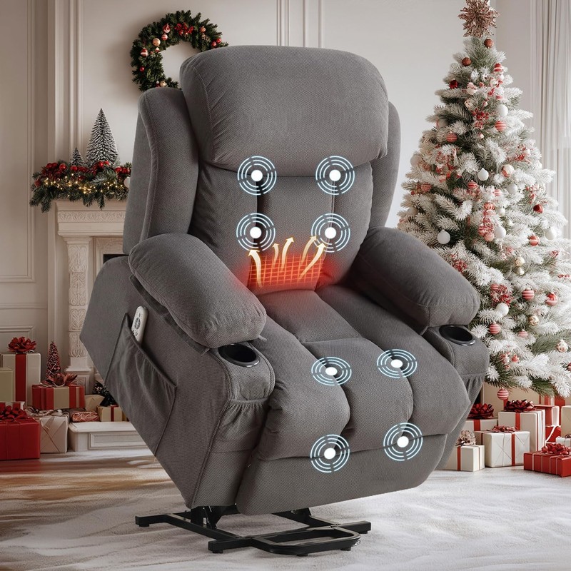 Power Lift Recliner Chair W/ Massage & Heat Elderly Electric Recliner Single