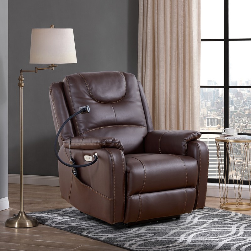 Zero Gravity Power Recliner Lying Degree Massage Heating Relaxation Phone Holder
