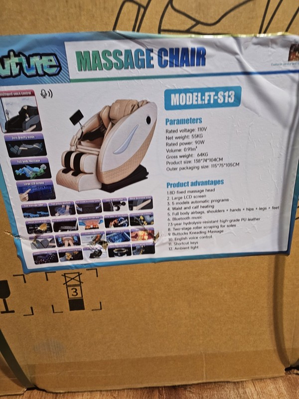 Future FT-S13 Massage Chair Beige PU Leather Zero Gravity Heated Bluetooth