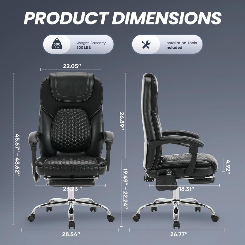 Massage Office Chair with 3-Level Heat and Footrest – 20-Min Easy Assembly, 300 gallery