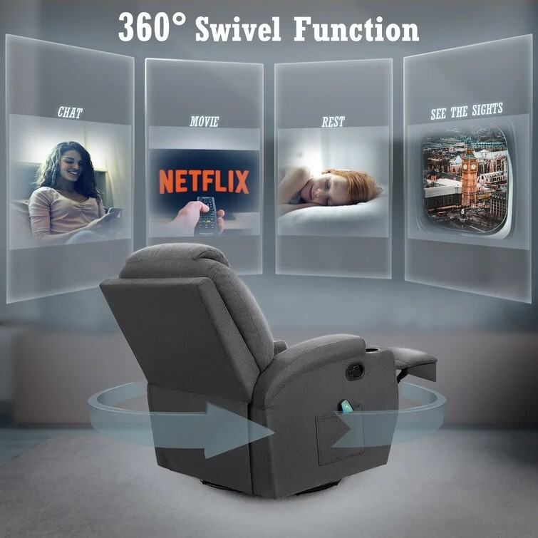 Reclining Heated Massage Chair with Swivel and Rocking Function gallery