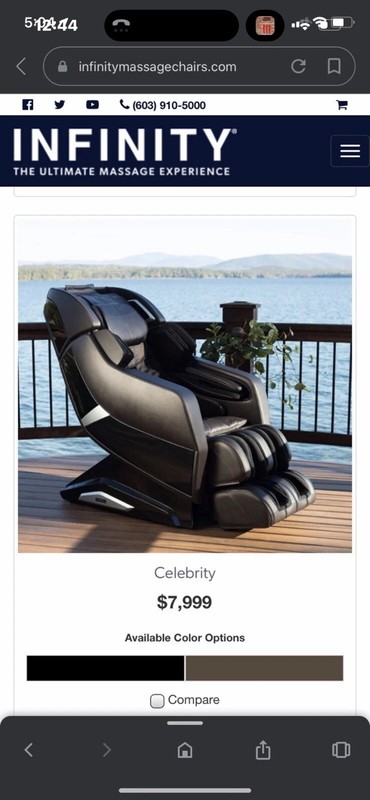 Infinity Celebrity Full Body 3D Massage Chair w/ Bluetooth & Body Scanning Tech