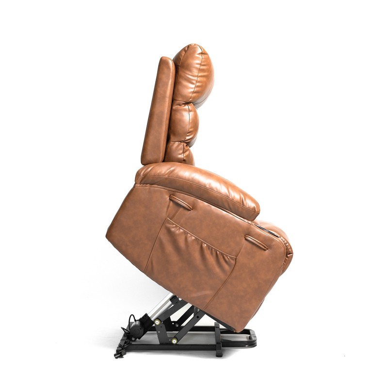 Power Lift Recliner Chair with Massage & Heat, 21" Seat, Brown PU gallery