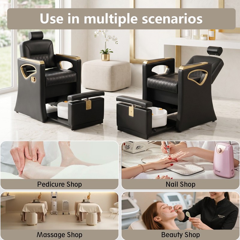 Reclining HeavyDuty Pedicure Chair with Vibration Foot Spa Tub Nail Salon Beauty gallery