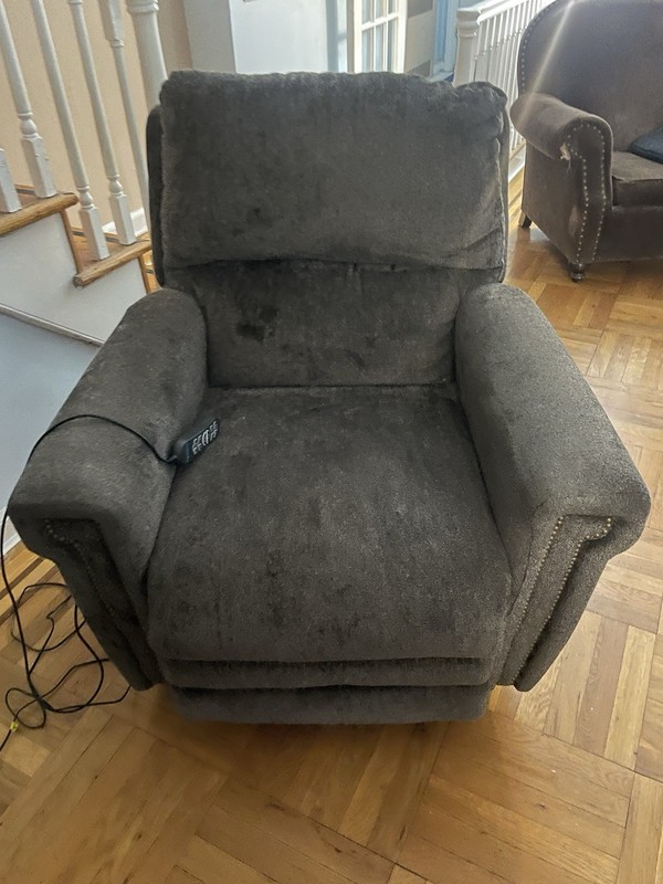 Catnapper Gray Solid Fabric Power Lift Recliner Chair w/ Wired Remote
