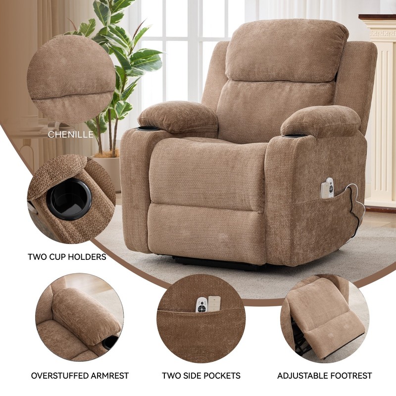Up to 350 LBS Chenille Power Lift Recliner Chair, Heavy Duty Motion Mechanism wi gallery