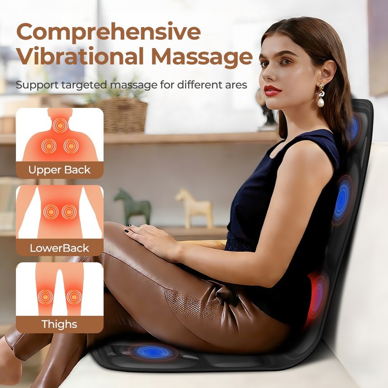 Massage Chair Pad w/ Heat 7 Vibration Motors Seat Cushion Home Office Massage gallery