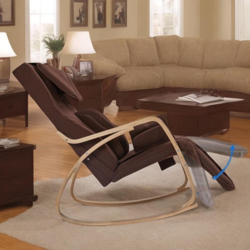 Massage Air Pressure Rocking Lounge Chair with Cotton Fabric Cushion Brown gallery