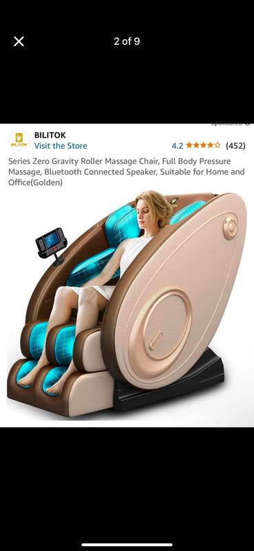 Zero Gravity Recliner Massage Chair with Full Body Heat, Bluetooth Speakers, Air