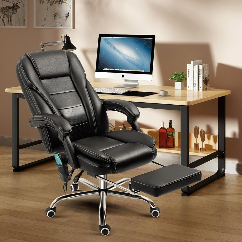 Tonghuas Massage Office Chair with Foot Rest Vibration and Heating, 90-130° Recl gallery