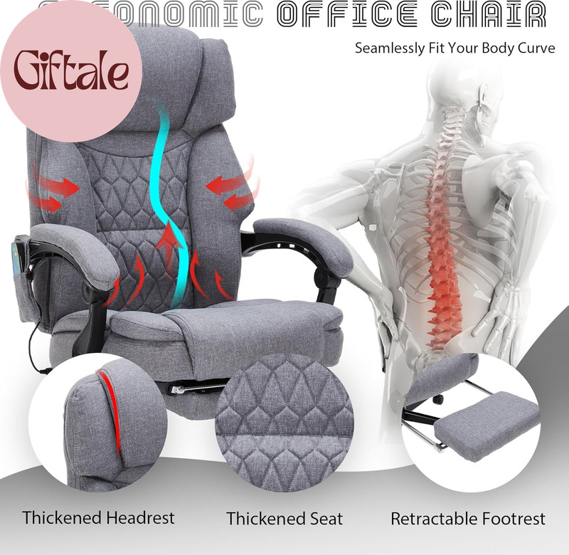 Massage Office Chair with Heat,Reclining Office Chair with Foot Rest,6 Points Vi gallery