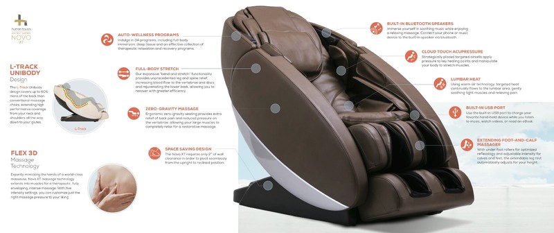 Espresso Human Touch Novo XT Premium Zero Gravity Massage Chair Recliner Heat gallery