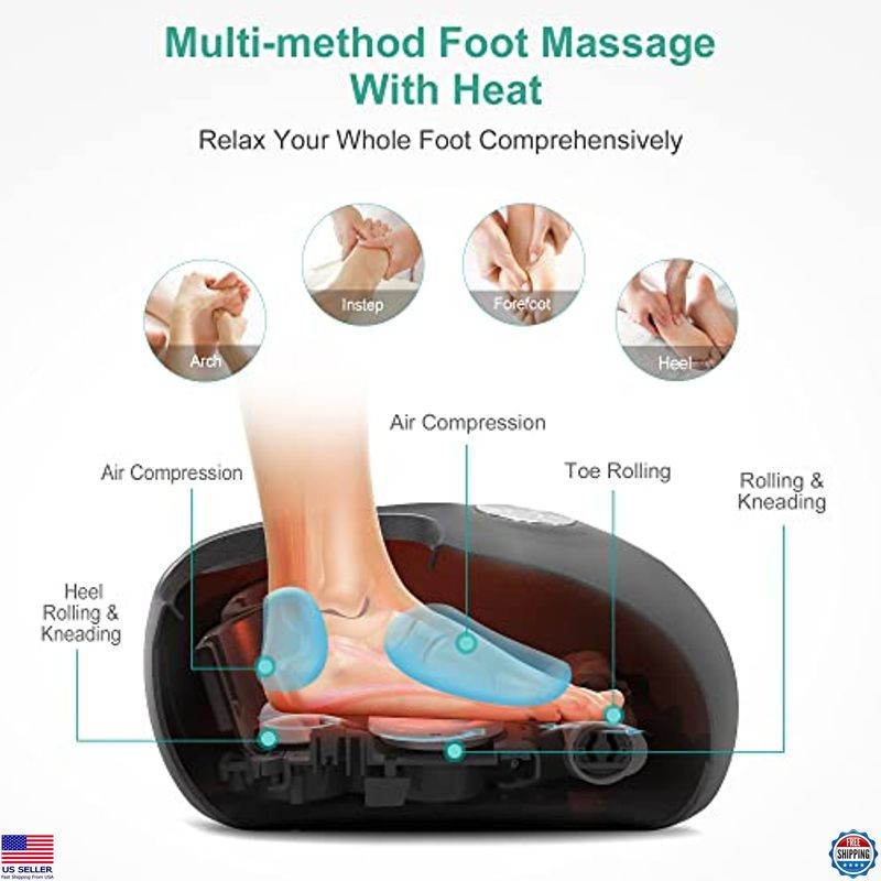 Medcursor Shiatsu Foot Massager with Heat - Deep Kneading, Air Compression, gallery