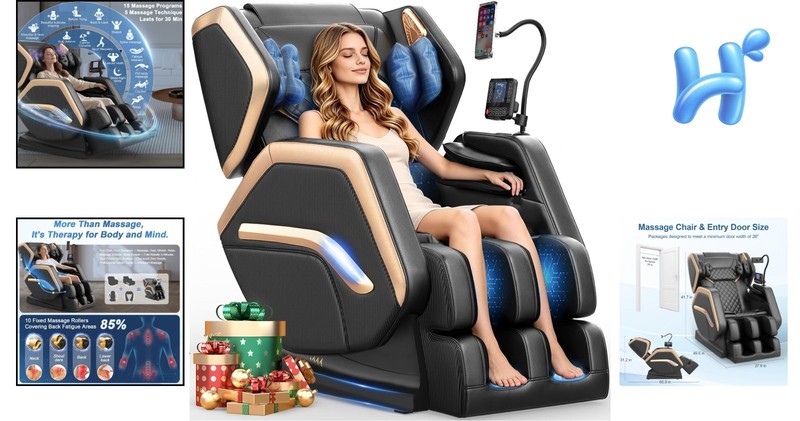 Elegant Zero Gravity Massage Chair with Bluetooth Speaker & Adjustable Foot Rest gallery