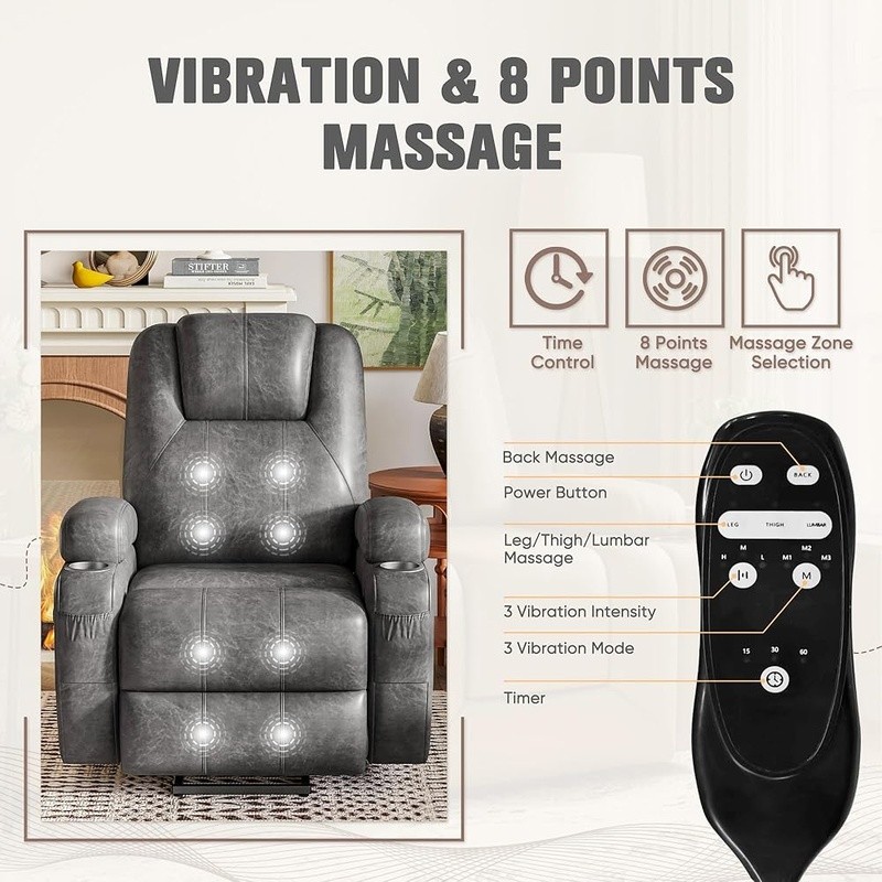 Electric Recliner Chair Power Lift W/ Massage Vibration & Storage Pockets New gallery