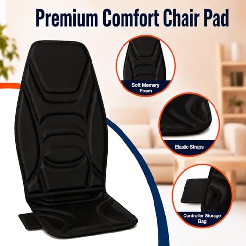 Vibration Massage Seat Cushion with Heat, Back Massager for Chair Jet Black gallery