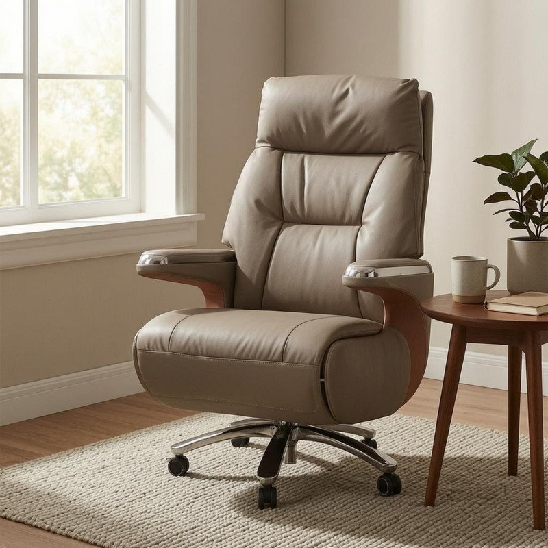 Managerial Office Chair Caster Wheels Reclining Office Chair Upholstered gallery