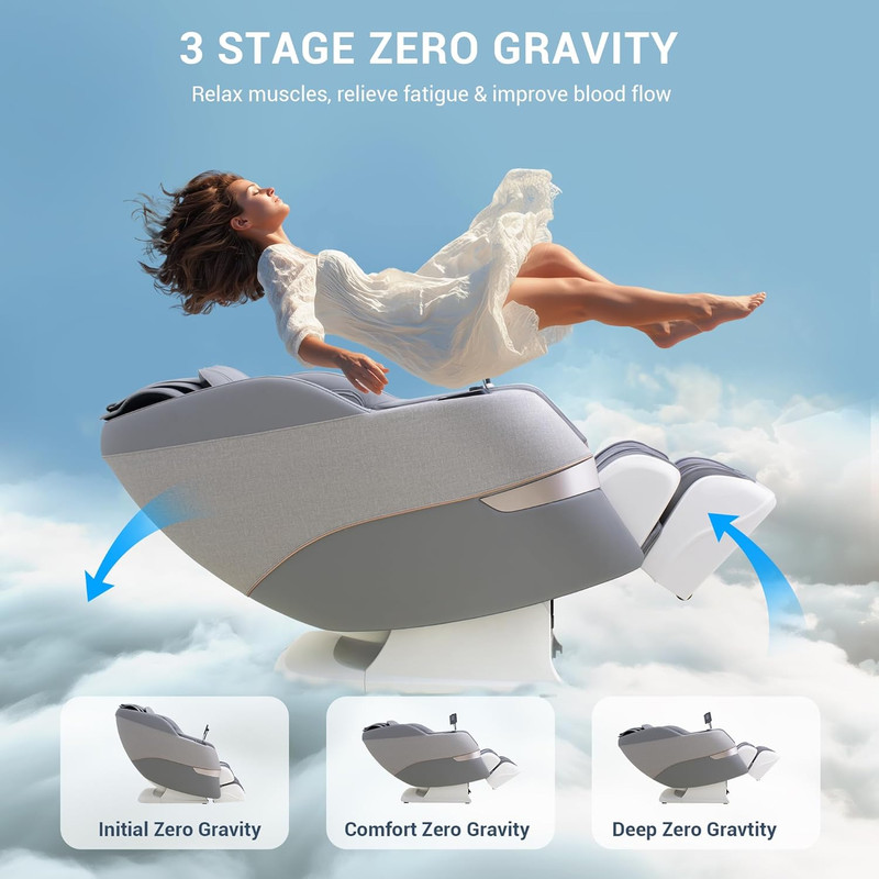 Full Body Shiatsu Massage Chair with Zero Gravity, Bluetooth & Heating - Grey gallery