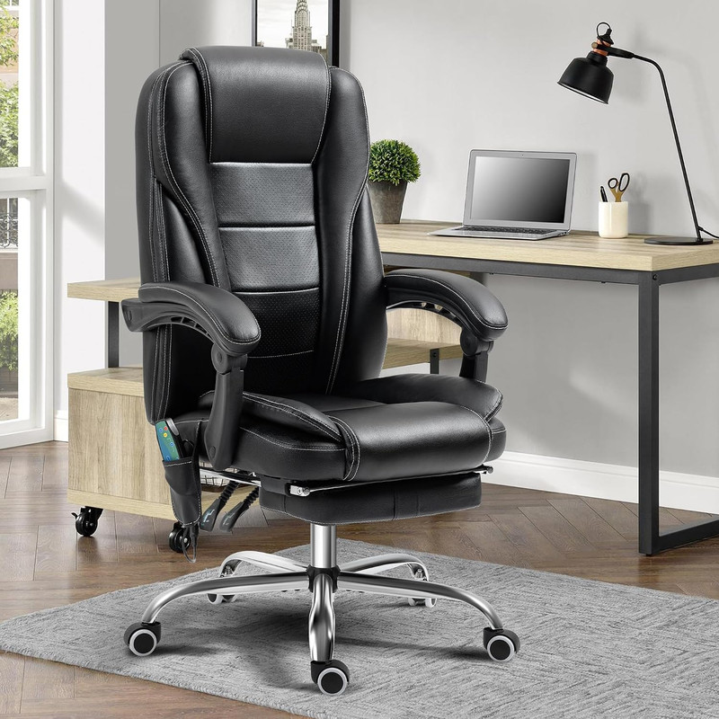 Tonghuas Massage Office Chair with Foot Rest Vibration and Heating, 90-130° Recl gallery