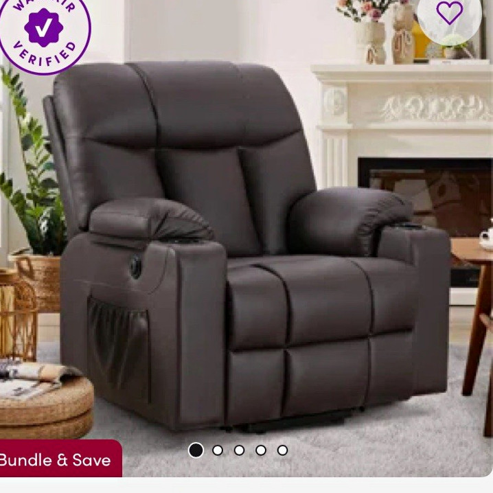 Latitude Run Power Lift Recliner w/ Heat Massage, Faux Leather, USB, Brown