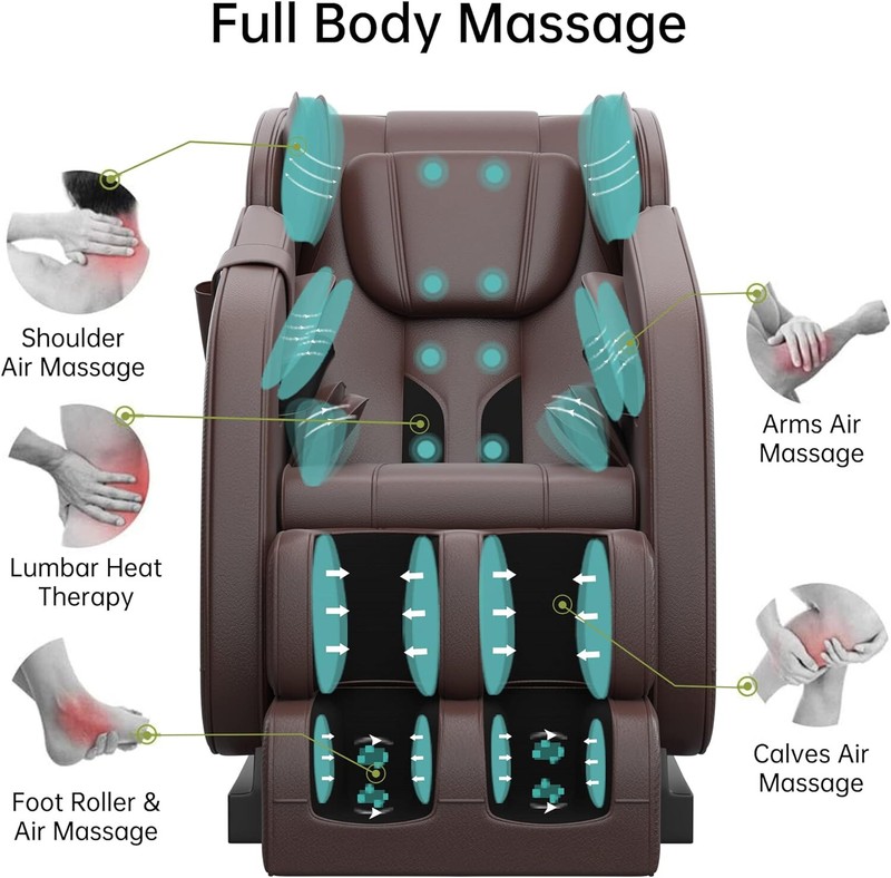 Brown Massage Chair 8 Fixed Shiatsu Roller Zer0 Gravity Mode Heater Bluetooth gallery