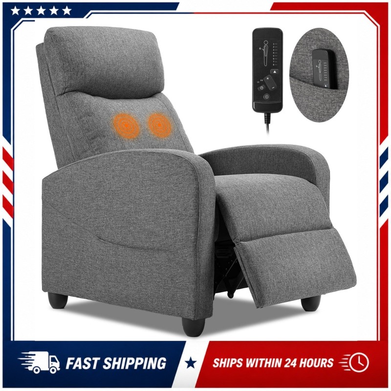 Sweetcrispy Massage Recliner Chair Gray Adjustable Lounge Chair