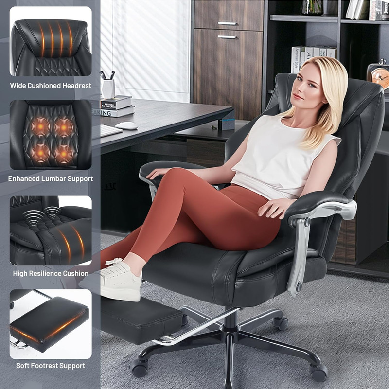 Massage Office Chair with Heating Function & Footrest, 6-Point Vibration, Ergono gallery