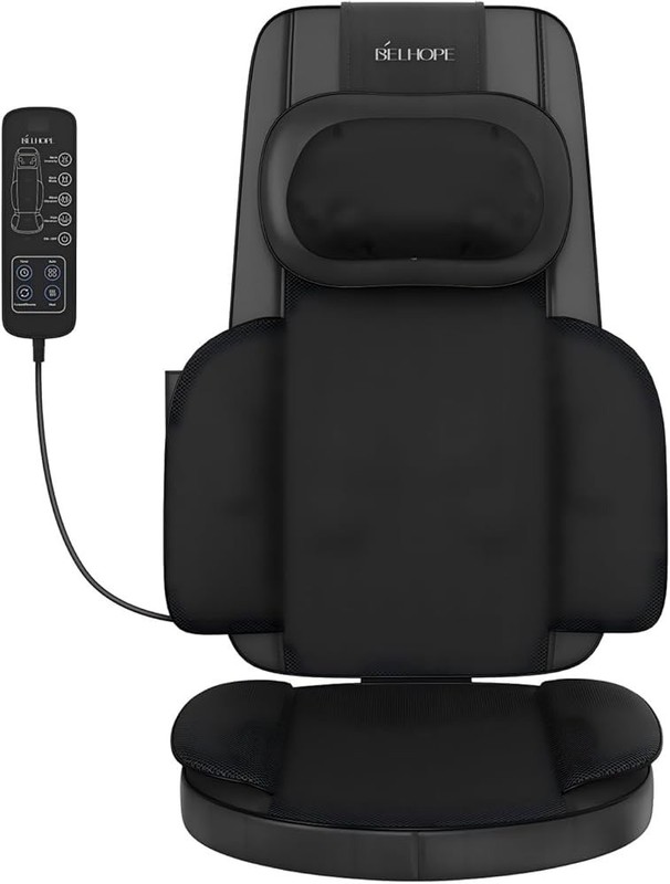 Belhope SJD-01 Massage Chair Cushion Black Heated Shiatsu Vibration LCD Remote gallery