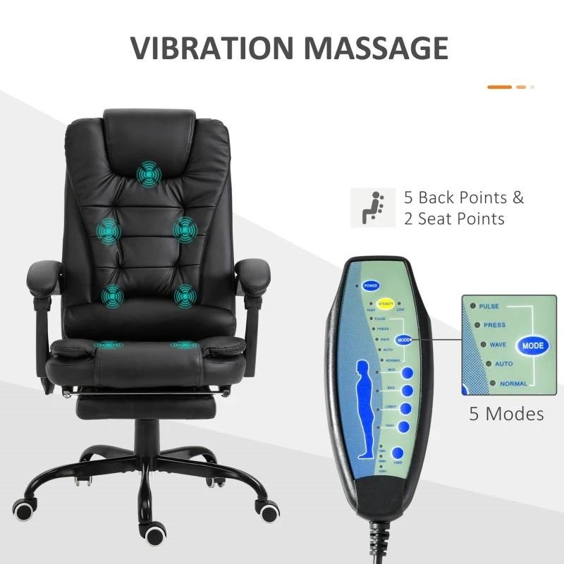 Black 7 Mode Vibrating High Back Executive Massage Adjustable Office Chair gallery