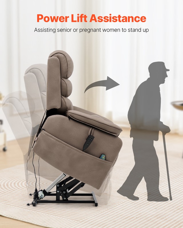 Power Lift Recliner Chair with Heat and Massage Electric Recliner Light Brown gallery
