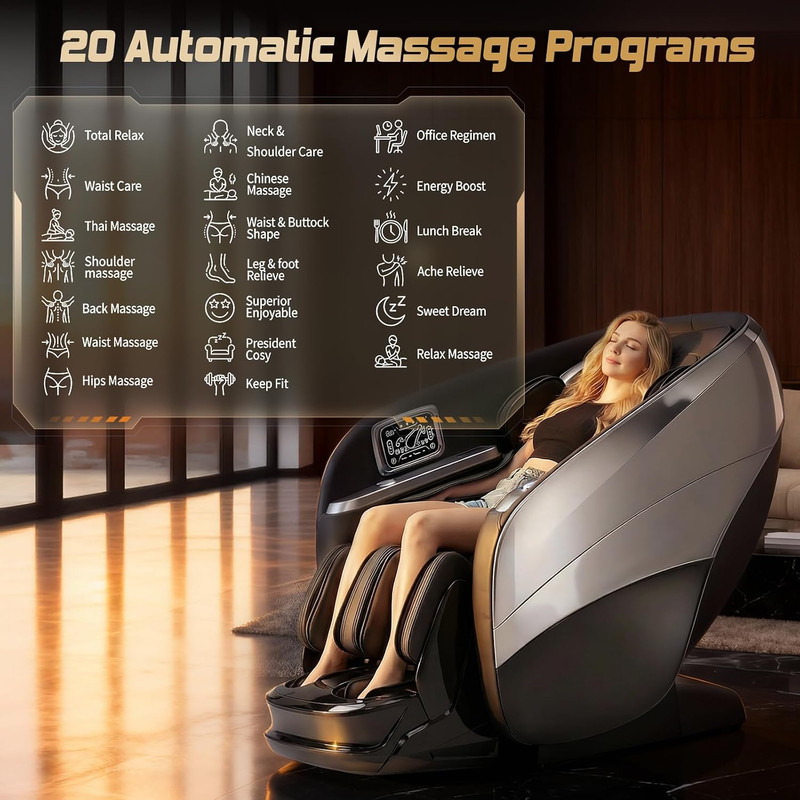 4D Full Body Massage Chair with Zero Gravity, 34 Airbags, AI Control, Black gallery