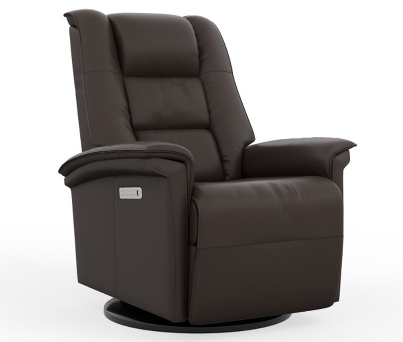 Small Fjords Paris Swing Relaxer 3 Motor Power Recliner Chair Mocha Soft Leather