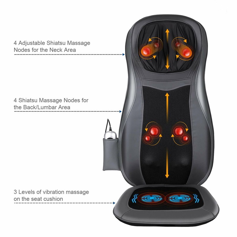 Back Neck Massage Seat Chair Cushion with Heat 3D Finger Pressure & Vibration gallery
