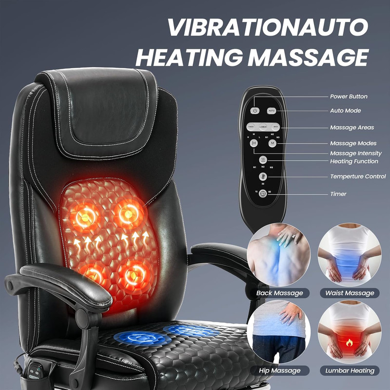 Massage Office Chair with 3-Level Heat and Footrest – 20-Min Easy Assembly, 300 gallery