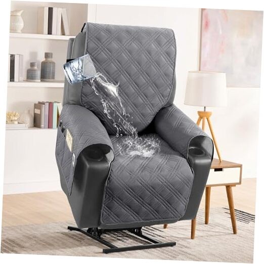 100% Waterproof Recliner Chair Cover Nonslip Recliner Cover Stay in Grey/Beige gallery