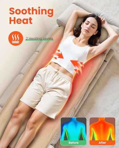 Massage Mat Full Body, Back Massager with Heat and Vibration, HY-3D5-Beige gallery